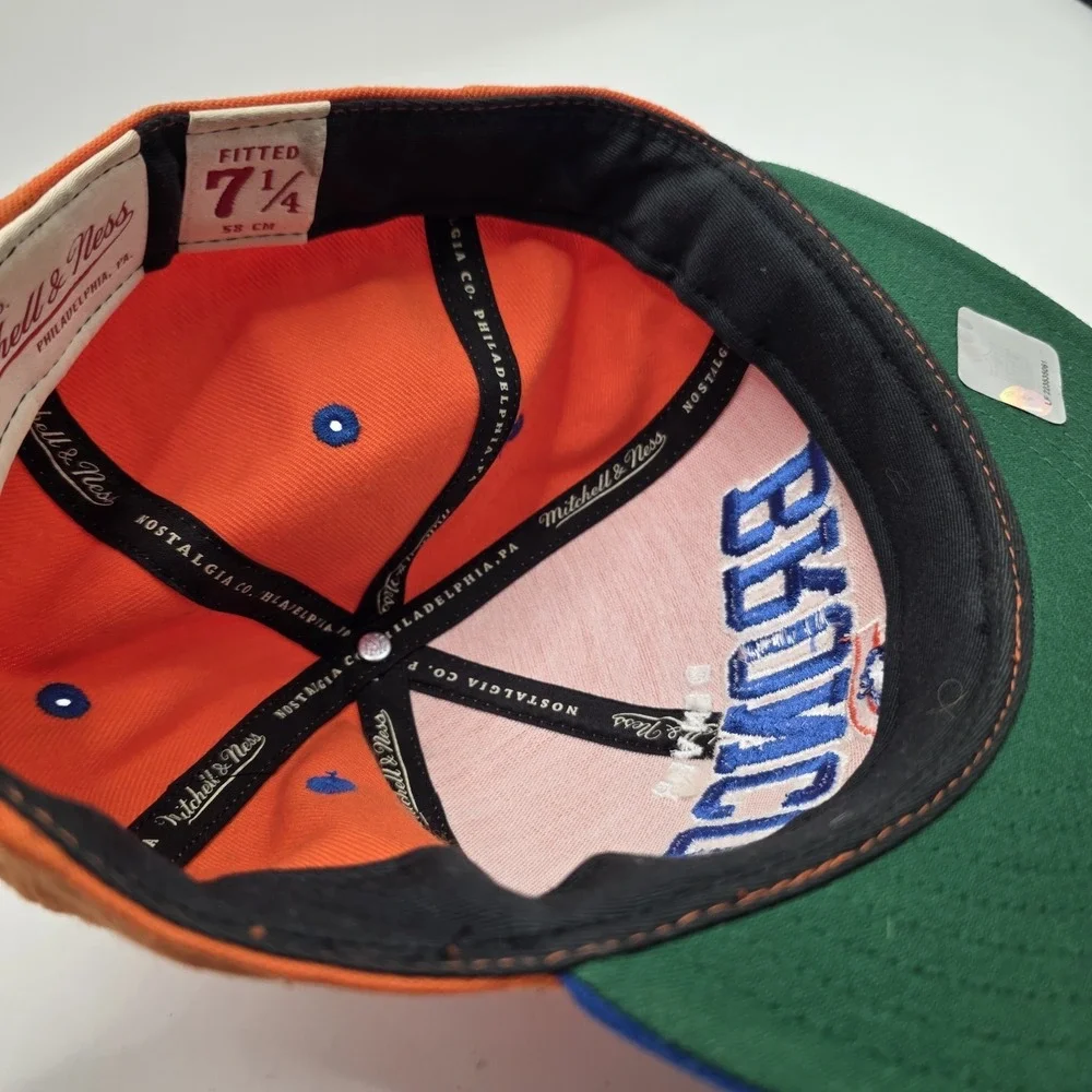 Mitchell & Ness Denver Broncos Fitted Hat 7 1/4 Wool Throwback NFL Cap Orange...